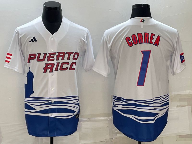 Men 2023 World Cub #1 Correa White MLB Jersey6->more jerseys->MLB Jersey